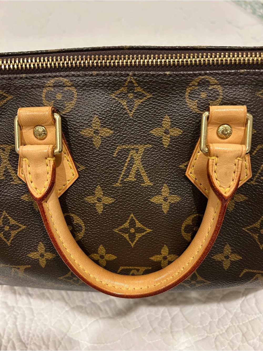 Louis Vuitton Speedy 25 Monogram Canvas Satchel - Brown with Tan Trim - Picture 8 of 15